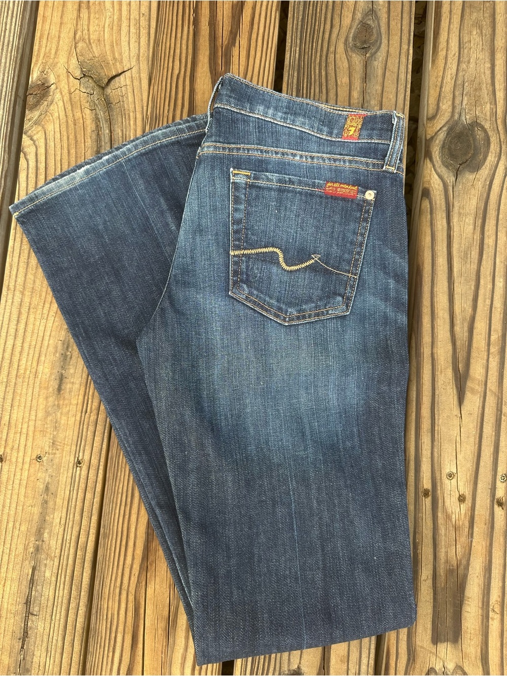 7 For All Mankind Women's Bootcut Jeans in Dark Blue Denim